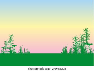 vector grass field silhouette background with place to put your text