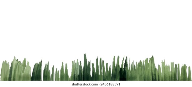 Vector grass in flat style. Grass skeleton with texture paint, watercolor. Creative element. Summer, spring, natural decor. EPS10