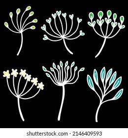 vector grass flower, forest leaf, natural plants