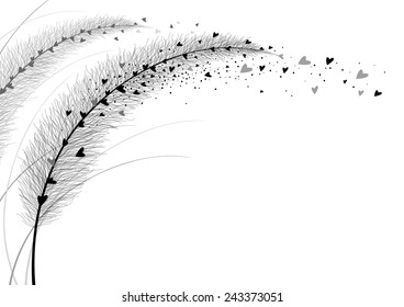 Vector grass flower on white background. Love concepts. 