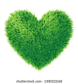 Vector grass heart isolated on white background. Eps8. RGB. Global colors. One linear gradient used