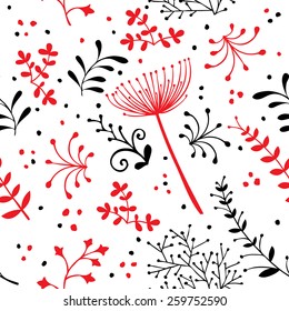 Vector grass pattern, texture with flowers. Grass pattern
