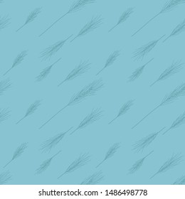 Vector grass seamless pattern in blue and green. Simple doodle grass ear hand drawn made into repeat. Great for background, wallpaper, wrapping paper, packaging, fashion.