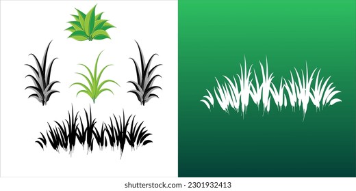 vector grass set with green and black colors on white and green background.

Lush Green Plant Branch
vector Lush green plant branch covered in leaves. The perfect piece for your garden!