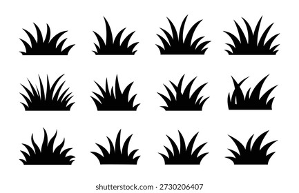 Vector Grass Silhouette Icon Set