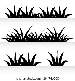 Vector grass silhouette set. All objects are separated.