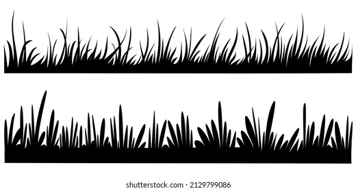 vector grass silhouette set isolated