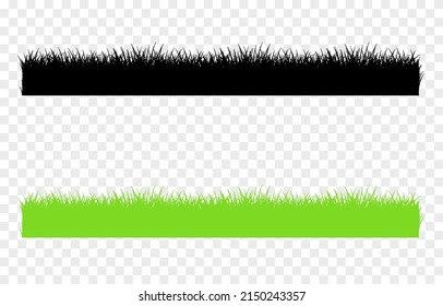 Vector Grass Silhouette. Young Grass PNG, Lawn, Field. Black And Green Grass Silhouette PNG.