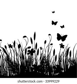 Vector grass silhouettes background