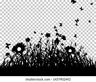 Vector grass silhouettes background. All objects are separated.