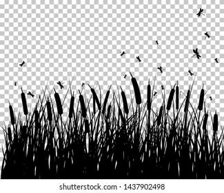 Vector grass silhouettes background. All objects are separated.