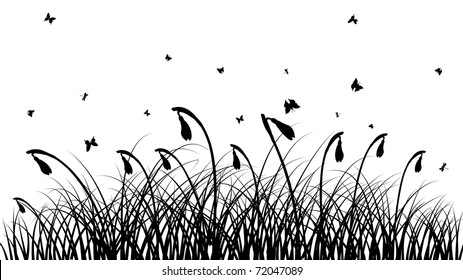 Vector grass silhouettes background. All objects are separated.