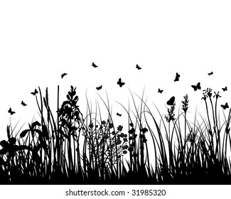 Vector grass silhouettes background for design use