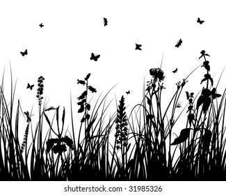 Vector grass silhouettes background for design use