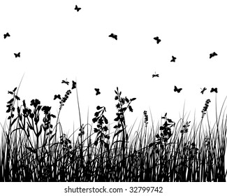 Vector grass silhouettes background for design use