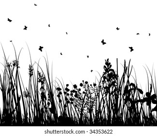 Vector grass silhouettes background for design use