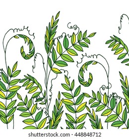 Vector grass sketch, hand drawn illustration with wild herbs