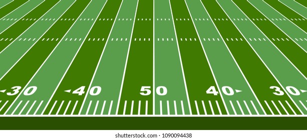 Vector grass textured american football field. View from with sildeline