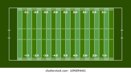 Vector grass textured american football field. View from with sildeline