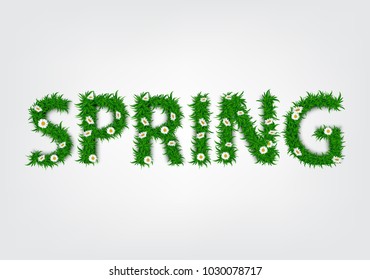 Vector grass word spring. Spring grass illustration