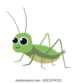 Vector grasshopper. Cute insects and bugs. Minimal cartoon design. Sutable for apps and animation.