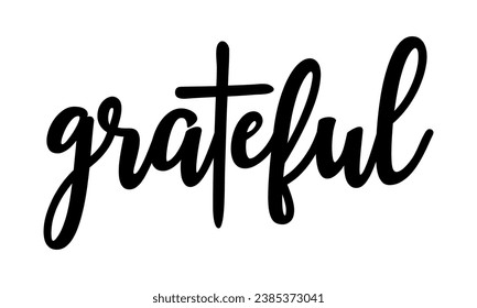 Vector Grateful Text With Christian Cross