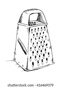 Vector grater icon. Hand drawn stock illustration