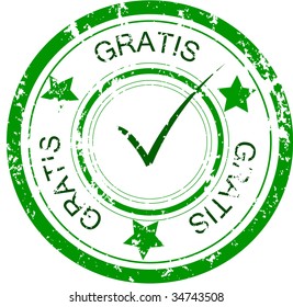 Vector gratis stamp with green ink on white background