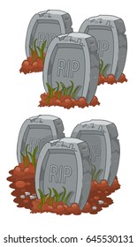 Vector grave, halloween, death. Cartoon vector illustration set