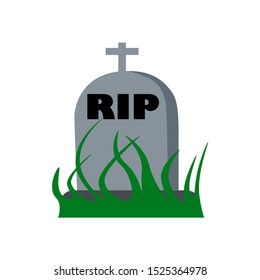 vector grave that has been overgrown with grass. Vector illustration of Halloween.