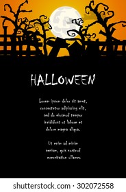 Vector : Gravegaryd and trees halloween background