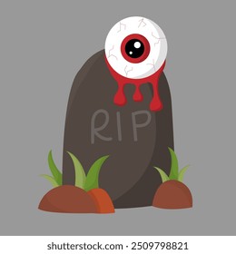 Vector gravestone with scary eyes on it. Halloween days. grave headstone