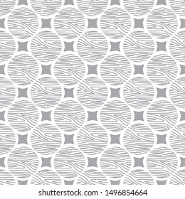 Vector Gray Abstract Circles on White Seamless Repeat Pattern