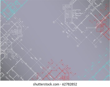 Vector gray architectural background with plans of buildings on the horizontal background (see jpg version in my portfolio)