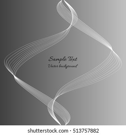 Vector gray background with asymmetrical pattern of the abstract white lines and example text
