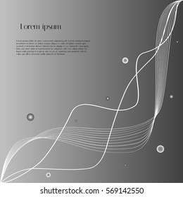 Vector gray background with smooth lines, balls and example text