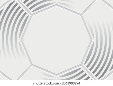 Vector gray background of a soccer ball with an octagon in the middle and a circular texture. Football sport illustration.