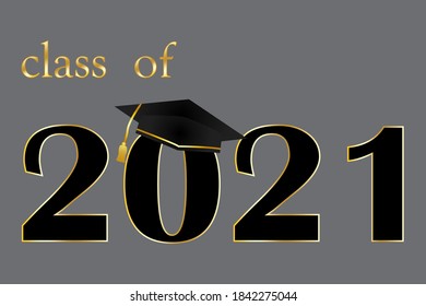 Vector gray banner Graduation class 2021. Illustration for graduation. Stock image.