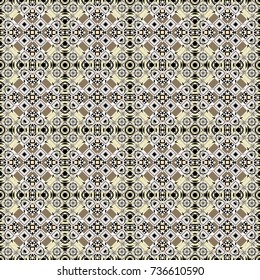 Vector gray, black and beige seamless background pattern with rhombuses.