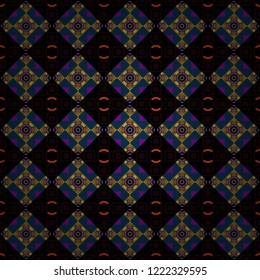 Vector gray, black and brown seamless background pattern with rhombuses.