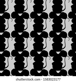 Vector Gray and black  mouse pattern. The pattern is perfect for children's textiles, children's illustrations, postcards, patterns, prints, wrapping paper, wallpaper.