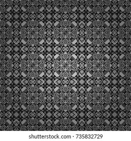 Vector gray, black and white seamless background pattern with rhombuses.
