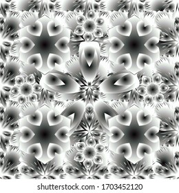 Vector gray, black and white and silver pattern for your designs and backgrounds. Vintage ornament. Modern geometric seamless pattern for wrapping paper, fabric or textile.