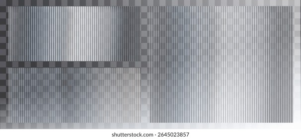 Vector Gray Blurred Glass Gradient background. Vertical Ribbed glass texture. Abstract bg.