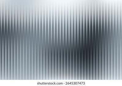 Vector Gray Blurred Glass Gradient background. Vertical Ribbed glass texture. Abstract bg.