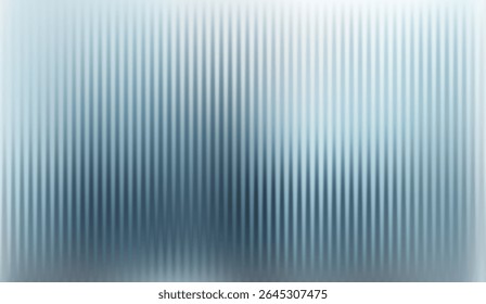 Vector Gray Blurred Glass Gradient background. Vertical Ribbed glass texture. Abstract bg.