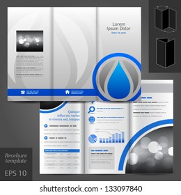 Vector gray brochure template design with water drop. EPS 10