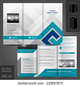 Vector Gray Brochure Template Design With Blue Elements. EPS 10