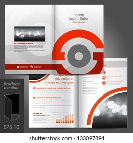 Vector gray brochure template design with red round elements. EPS 10