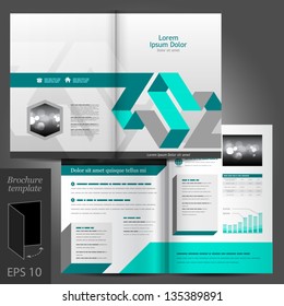 Vector gray brochure template design with blue elements. EPS 10